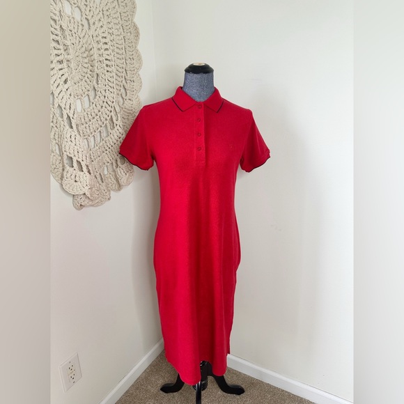 Polo Sport Ralph Lauren Vintage Y2K Red Terrycloth Maxi Polo Dress Size Medium - Picture 1 of 4